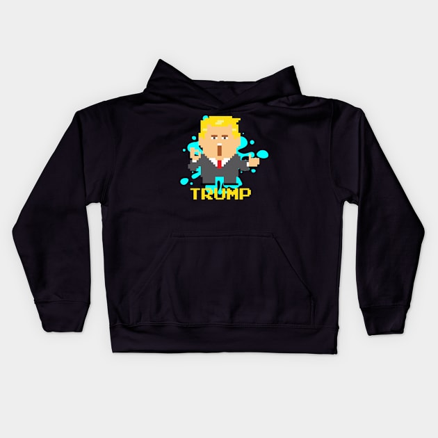 President Trump Pixel Character Kids Hoodie by miyucapy